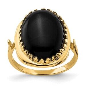 14k Yellow Gold Genuine Fine Jewelry  16x12mm Oval Onyx Ring